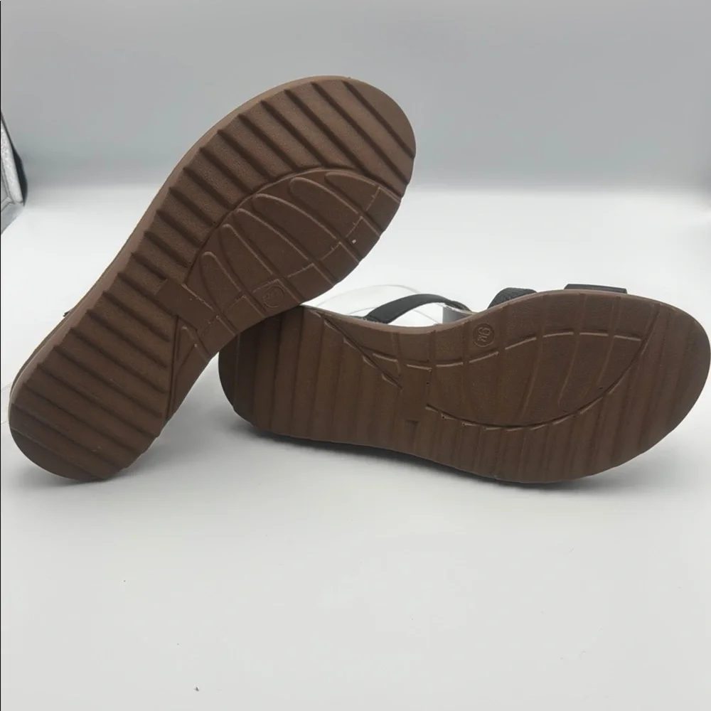 Black and Brown‎ Sandals with Adjustable Straps and Cork Footbed